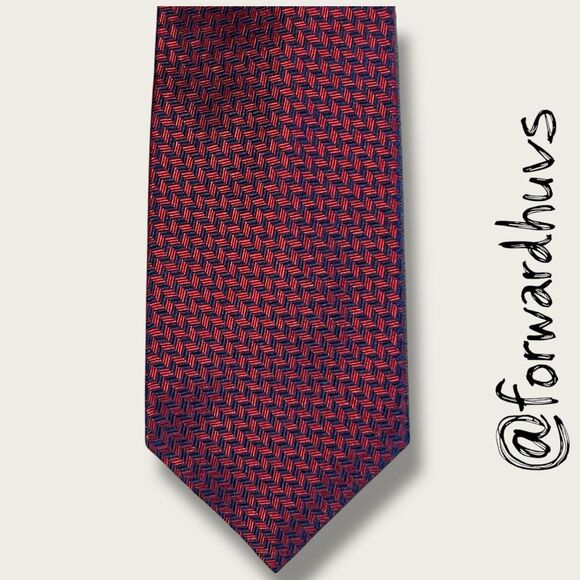 Lauren Ralph Lauren Hand-Finished Necktie – Crimson & Navy - Picture 1 of 8